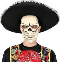 FIESTAS GUIRCA Meksikos skeletono kaukė – meksikietiška kaukė Helovinui ir Mirusiųjų dienai – tinka abiem lytims – visoms amžiaus grupėms