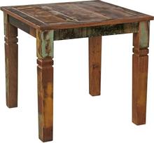 FineBuy Kvadratinis valgomojo stalas 80 cm Mango medžio masyvo - kvadratinis šabloniškas stalas su medžio dizaino valtimi, kaimo namų valgomojo stalas Kietas virtuvės stalas 4 žmonėms Bistro stalas