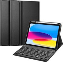 FINTIE dėklas su klaviatūra "iPad" (A16) 11/10 kartos (2025/2022, 11/10,9 colių), apsauginis dėklas su rašiklio laikikliu, minkštu TPU galiniu korpusu ir magnetine nuimama klaviatūra, QWERTZ išdėstymas, juodas
