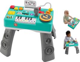 FISHER-PRICE HXG09 "Learning Fun DJ Game Table" - muzikinis mokymosi žaislas su 3 grojimo fortepijonu režimais, šviesomis, 12 motorinių veiklų ir daugiau nei 100 dainų bei melodijų, kalba vokiškai, nuo 6 mėnesių / 1 metų