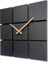 FLEXISTYLE sieninis laikrodis Modern Harmony Wood Oak Square Black be tiksėjimo garsų Vonios kambarys Svetainė Paauglių kambarys (juodas, 30 cm)