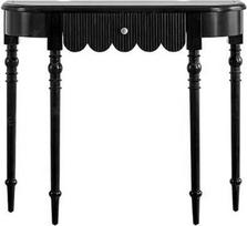 Flurtisch – konsolinis stalas iš masyvios medienos, pusapvalė sofa, dekoracija (juoda)