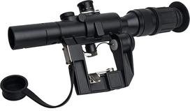 FOCUHUNTER SVD šautuvų optiniai taikikliai 4 x 26 mm Softair šautuvo optinis taikiklis pneumatiniam šautuvui su apšviesta raudona dėme, skirtas Dragonov SVD AK serijos šautuvams, su šoniniu montavimo bėgiu, guminiu okuliaro dangteliu