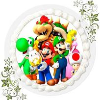 Fondanto torto paveikslas, cukraus paveikslas su „Super Mario“ motyvu, valgoma nuotrauka tortams, torto paveikslas, torto papuošalas, skersmuo 20 cm, Fondanto „Super Mario“ Nr. 17