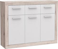 FORTE "Baccio" komoda su 3 durelėmis ir 3 stalčiais, medinė, smėlio ąžuolo/baltos spalvos, 117,90 x 34 x 91,50 cm
