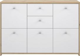 FORTE BEST CHEST komoda su 5 durelėmis ir 2 stalčiais, medžio kompozitas, "Artisan" ąžuolas / balta, 113,9 x 77,3 x 29,6 cm