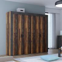 FORTE ATTALYAR Spinta 230, spinta, spinta su besisukančiomis durimis, 4 durys su lentynomis ir drabužių pakaba, medžio apdaila: „Old – Wood Vintage“, 230 cm pločio x 210,5 cm aukščio x 54 cm gylio