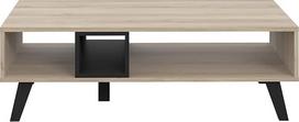 FORTE Carea kavos staliukas su 1 lentyna, kompozitinė mediena, Comano Plum/Black, 110 x 35,5 x 65 cm