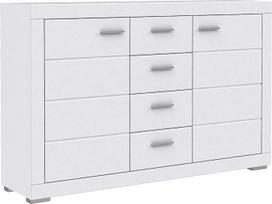 FORTE Snow komoda su 2 durelėmis, 4 stalčiais, medžio kompozito, matinės baltos spalvos, 170,7 x 41,4 x 108,8 cm
