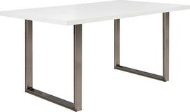 FORTE stalai Neišplečiamas stalas iš medžio, baltos spalvos, metalinės kojos Plieno spalvos, plotis x aukštis x gylis: 160 x 74,7 x 90 cm