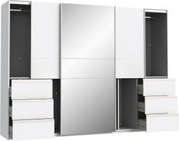FORTE „Winn 2“ spinta su stumdomomis durimis 270 – moderni dviejų durų spinta, balta, skirta miegamajam ar vaikų kambariui, pagaminta iš medžio kompozito, su veidrodžiu, 106" pločio x 79" aukščio x 24" gylio