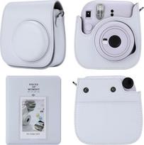 Fotoaparato dėklas, suderinamas su „Fujifilm Instax Mini 12, 11, 9, 8“ momentinių nuotraukų fotoaparatais, dirbtinės odos nešimo dėklas su 64 kišenėmis ir 2x3 „Mini“ fotoalbumu, baltas, tinka „Fujifilm Instax Mini 12“ momentinių nuotraukų fotoaparatui