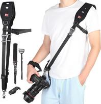 Fotoaparato diržo ir rankinės dirželio rinkinys, reguliuojamas fotoaparato peties diržas su saugos virvele, greitai nuimamas fotoaparato diržas, skirtas DSLR ir SLR fotoaparatams bei vaizdo kameroms