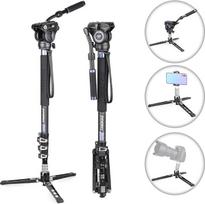 Fotoaparato monopodų rinkinys, INNOREL VM70CK, anglies pluošto vaizdo monopodas su „F60“ hidrauline galvute ir trikojio pagrindu, skirtas DSLR vaizdo kameroms, sveria tik 1,8 kg, apkrova – 6 kg