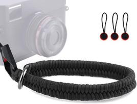Fotoaparato riešo dirželis su greito atsegimo mechanizmu iš „Paracord“ nailono virvės. Fotoaparato rankinis dirželis, skirtas DSLR arba beveidrodžiams fotoaparatams, reguliuojamas, patogus, neslystantis, skirtas fotografams ir žiūronams