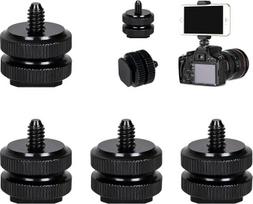 Fotoaparato „hot shoe“ tvirtinimo jungties adapteris su 1/4"-20 trikojo sraigtu, metalinis „hot shoe“ tvirtinimo jungties adapteris, dvigubas „hot shoe“ tvirtinimo jungties adapteris, konversijos sraigtas DSLR fotoaparato montavimo sistemai, suderinamas s