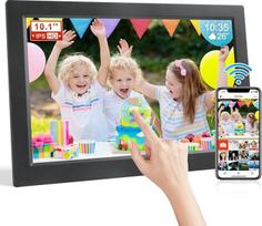 FRAMEO 10,1 colio skaitmeninis nuotraukų rėmelis WiFi, 1280 x 800 HD IPS LCD jutiklinis ekranas Išmanusis debesų nuotraukų rėmelis su 16GB atmintimi, automatinis pasukimas, paprastas dalijimasis nuotraukomis ir vaizdo įrašais per "Frameo" programėlę