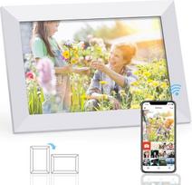 FRAMEO WiFi WiFi skaitmeninis nuotraukų rėmelis, 10,1 colio jutiklinio ekrano nuotraukų rėmelis, 1280 x 800 IPS LCD ekranas, 16GB atmintis, automatinis pasukimas, galimybė akimirksniu dalytis akimirkomis per "Frameo" programėlę iš bet kurios vietos, balt