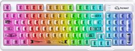 FREEWOLF M95 laidinė membraninė klaviatūra, permatomi PBT klavišų dangteliai, vaivorykštinis RGB apšvietimas, 94 klavišų žaidimų klaviatūra su skaitmenine klaviatūra, QWERTY, tylus rašymas su apsauga nuo klaidų, skirta kompiuteriui / nešiojamajam kompiute