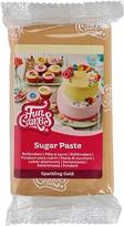 FunCakes Sparkling Gold Rolling Fondant - lengva naudoti, glotnus, lankstus, minkštas ir lankstus, puikiai tinka tortams dekoruoti, Halal, Kosher ir be glitimo. 250g