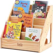 FUNLIO Montessori knygų spinta mažyliams nuo 1 iki 5 metų, į priekį atsukta knygų spinta su rankena ir apsauga nuo pakreipimo, aukščiausios kokybės pušies mediena, knygų spinta vaikų darželiui / mokyklos kambariui, sertifikuota CPC