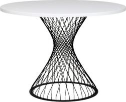 furni24 Kvadratinis medinis stalas su metalinėmis kojomis, valgomojo stalas, stalas su vielinėmis kojomis, valgomojo stalas, virtuvės stalas, restorano stalas, baltas, 59 x 59 cm (105 x 75,5 cm)