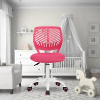 FurnitureR Universali biuro kėdė vaikams, darbo kėdė be porankių, reguliuojamo aukščio, pasukama, spalvinga, skirta mokyklai ir biurui, tamsiai rožinė