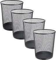 FWEEK 4 metalinių šiukšliadėžių pakuotė, 9 l biuro šiukšliadėžė, vielos tinklo šiukšliadėžė miegamajam, bendrabučiui, klasei, virtuvei, vonios kambariui, juoda