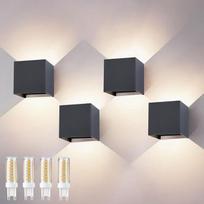 G9 LED sieninis šviestuvas vidaus / lauko 4 dalių sieninis šviestuvas su apšvietimu aukštyn ir žemyn Reguliuojamas šviesos kampas Šilta balta 4000 K 9 W lauko šviestuvas Sieninis IP65 šviestuvas Lauko sieninis šviestuvas Antracitas