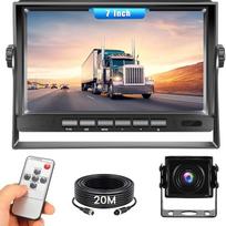 Galinio vaizdo kamera su 7 colių LCD monitoriumi, IP69 apsauga ir naktinio matymo funkcija, su 15 m kabeliu, skirta autobusams, sunkvežimiams ir kemperiams