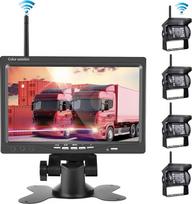 Galinio vaizdo kamerų rinkinys su 7 colių LCD monitoriumi ir 120° plataus kampo galinio vaizdo kamera, atitinkantis IP67 atsparumo vandeniui standartą, 18 IR naktinio matymo funkcija, belaidės atbulinės eigos kameros, skirtos sunkvežimiams, priekaboms, au