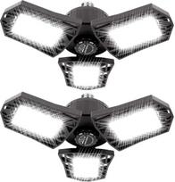 Garažo LED apšvietimas, 60 W, 6000 liumenų, 6500 K dienos šviesa, trijų menčių lubiniai šviestuvai optimaliam garažo apšvietimui, 2 vnt.