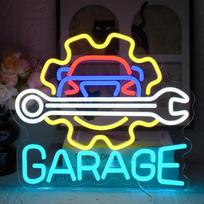 Garažo neoninis ženklas Garažo LED ženklai Spalvingas LED neoninis ženklas USB variklio patikrinimo lemputė Reklama automobilio kambario apdailai Automobilių dirbtuvės Dovana automobilių mėgėjams