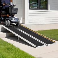 gardhom Neįgaliųjų vežimėlių rampa 60 colių (152 cm) apkrovos talpa 800 svarų neslidus aliuminis Nešiojama sulankstoma neįgaliųjų rampa namų įėjimui, slenksčiui, durims, laiptams