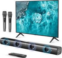 Garso juosta su 2 karaokės mikrofonais (naujausios kartos) 60 W garso juosta, skirta televizoriams, su 4 garsiakalbiais, erdvinis garsas su HDMI ARC / optiniu / AUX / USB / „Bluetooth 5.3“, skirta filmams / muzikai / žaidimams / karaokei