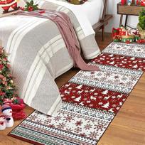 GarveeHome Kalėdinis kilimas, 80 x 150 cm, skalbiamas, neslidus, raudonai žali kilimai, kalėdinė dekoracija, skirtas svetainei, miegamajam, virtuvei, vaikų kambariui, prieškambariui, Kalėdų eglutei, trumpas