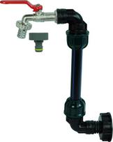 GASMIS IBC "Gooseneck" 3/4 colio išleidimo čiaupas lietaus vandens rezervuarui Lietaus statinė IBC konteineris S60 x 6 Čiaupas 3/4 colio IBC adapteris patogiam laistytuvo pripildymui, žalias modelis, pakuotė po 1 vnt.