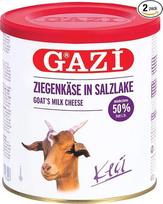 Gazi ožkos sūris sūryme - 2 x 400 g metalinė skarda - ožkos sūris Keci Peyniri 50 % riebumo, 100 % ožkos pieno, švelnus, mikrobiologinis, vegetariškas, be glitimo, su Börek, salotomis