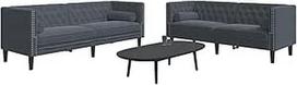 Gecheer 2-TLG. Chesterfield-Sofa-Set mit Nackenrollen Dunkelgrau Samt, Moderne Couch Polstersofa für Wohnzimmer Schlafzimmer Spielzimmer3209292
