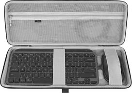 GEEKRIA klaviatūros dėklas, kietas apsauginis dėklas, kelioninis dėklas, suderinamas su "Logitech MX Keys Mini Minimalist" belaidės apšviestos klaviatūros ir "Logitech MX Anywhere 3" pelės kombinuotu dėklu (tamsiai pilkas)