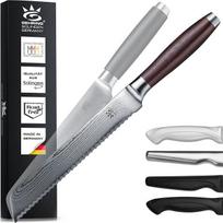 GEHRING Solingen Premium MyII duonos peilis / dantytas peilis – aštrus profesionalus virtuvinis peilis, pagamintas Vokietijoje iš ledu grūdinto Damasko plieno VG10 + ergonomiška riešutmedžio rankena