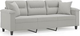 Genérico wenjingqi-3200978 3 vietų sofa su pagalvėle iš mikropluošto audinio šviesiai pilka 180 cm