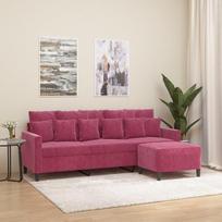 Genérico wenjingqi-3201111 3 vietų sofa su raudonu aksomo taburete 180cm