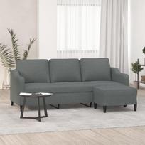 Genérico wenjingqi-3201136 3 vietų sofa su medžiagine taburete, tamsiai pilka, 180 cm