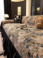 Generisch Bedruckte Sofabezug mit Rock, Sofadecke, Sofahusse, Polsterschutz, Staub- und fleckenresistenter Couchbezug,A,180 * 300cm/71 * 118in
