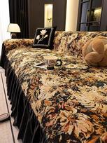 Generisch Bedruckte Sofabezug mit Rock, Sofadecke, Sofahusse, Polsterschutz, Staub- und fleckenresistenter Couchbezug,D,180 * 300cm/71 * 118in