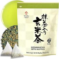 Genmaicha žalioji arbata su skrudintais rudaisiais ryžiais, be kofeino, japoniška arbata, 3 g x 60 arbatos maišelių, Yamasan