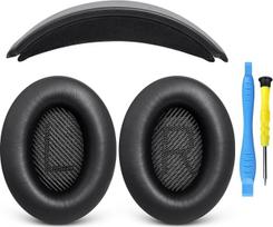 GEVO atsarginės ausų pagalvėlės ir galvos juostos rinkinys, skirtas „Bose QC35/QC35ii“ – juodos spalvos