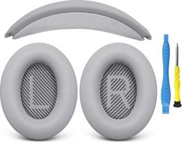 GEVO atsarginiai ausinių pagalvėlių ir galvos juostos rinkinys, skirtas „Bose QC35/QC35ii“ – pilkos spalvos