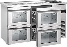 GGM Gastro BRF157D#2#SG12 „Premium“ alaus vitrina, 1550 x 700 mm, 4 stikliniai stalčiai